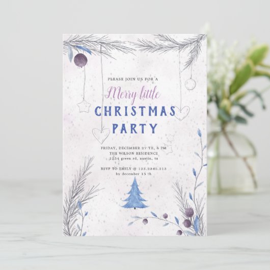 ウォーターカラーパステルフェスティバルホリデーパーティー招待状 カード (スタンド正面)