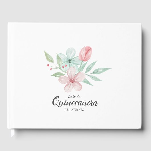 ウォーターカラーパステルフローラキンセアニェラ誕生日 ゲストブック (正面)