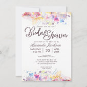 ウォーターカラーパステルフローラブライダルシャワー 招待状 (正面)