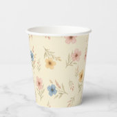 ウォーターカラーパステルフローラベビーシャワー紙カップ 紙コップ (裏面)