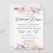 ウォーターカラーパステルフローラリハーサルディナー 招待状 (正面)