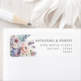 ウォーターカラーパステルフローラ差出人住所ラベル ラベル