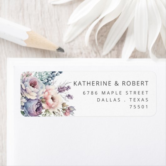 ウォーターカラーパステルフローラ差出人住所ラベル ラベル (インサイチュ)