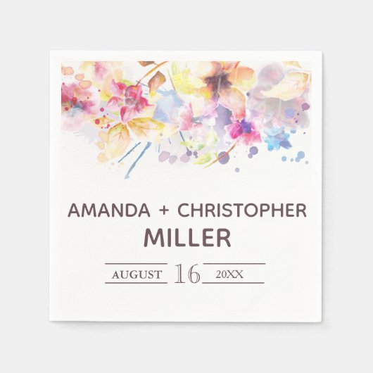 ウォーターカラーパステルフローラ |ナプキンス スタンダードカクテルナプキン (正面)