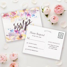 ウォーターカラーパステルフローラ | RSVP インビテーションポストカード