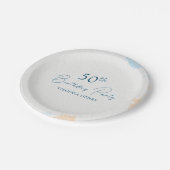 ウォーターカラーパステルブルーエイジ誕生日 ペーパープレート (アングル)