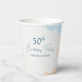 ウォーターカラーパステルブルーエイジ誕生日 紙コップ