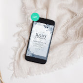 ウォーターカラーパステルブルーフローラベビーシャワー 招待状