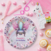 ウォーターカラーパステルユニコーンと童話用チェア ペーパープレート (パーティー)