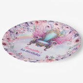 ウォーターカラーパステルユニコーンと童話用チェア ペーパープレート (アングル)