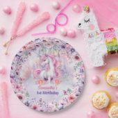 ウォーターカラーパステルユニコーン&フェアユタールキャッスル ペーパープレート (パーティー)