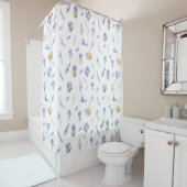 ウォーターカラーパステルラベンダーフラワーズ シャワーカーテン (インサイチュ)