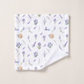 ウォーターカラーパステルラベンダーフラワーズ バスタオルセット (ウォッシュタオル)