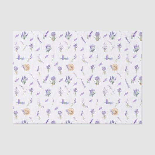 ウォーターカラーパステルラベンダーフラワーズ 薄葉紙 (正面)