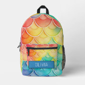 ウォーターカラーパステルレインボーキュートモノグラム プリントバックパック (正面)