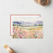 ウォーターカラーパステル春ワイルドフラワーズメドウ ノートカード (正面/裏面インサイチュ)