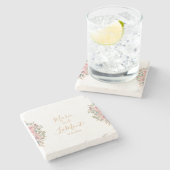 ウォーターカラーパステル結婚フローラ ストーンコースター (横)