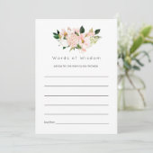 ウォーターカラーパステル赤面ピンクフローラブライダルシャワー アドバイスカード (スタンド正面)