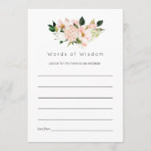 ウォーターカラーパステル赤面ピンクフローラブライダルシャワー アドバイスカード (正面)