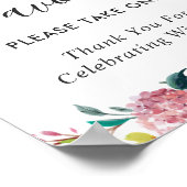 ウォーターカラーパステル赤面フローラ結婚式の引き出物標識 ポスター (角)