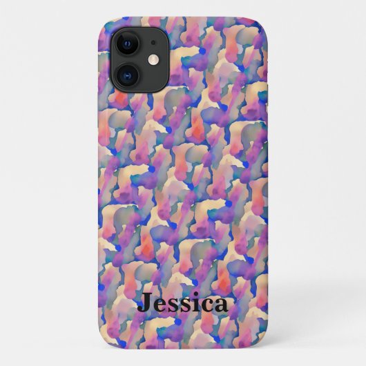 ウォーターカラーパターンのオーダーメイドiPhone 11 カバー (裏面)