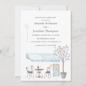 ウォーターカラーパリをテーマにしたウェディングシャワー招待 招待状 (正面)