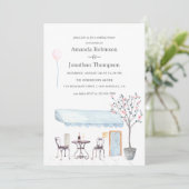 ウォーターカラーパリをテーマにしたウェディングシャワー招待 招待状 (スタンド正面)