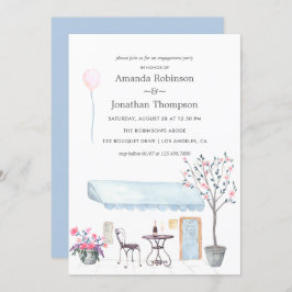 ウォーターカラーパリをテーマにした婚約パーティ招待状 招待状