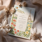 ウォーターカラーパリエッフェルタワー結婚ズ 招待状