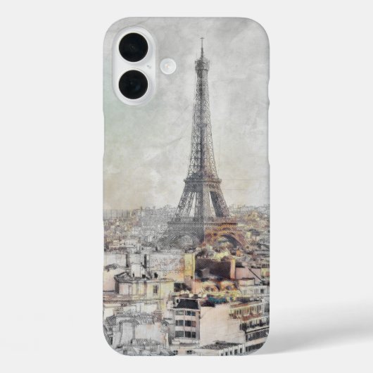 ウォーターカラーパリエッフェル塔 - 象徴的なランドマーク Case-Mate iPhoneケース (裏面)