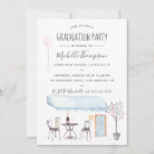 ウォーターカラーパリ卒業式の招待状 招待状 (正面)