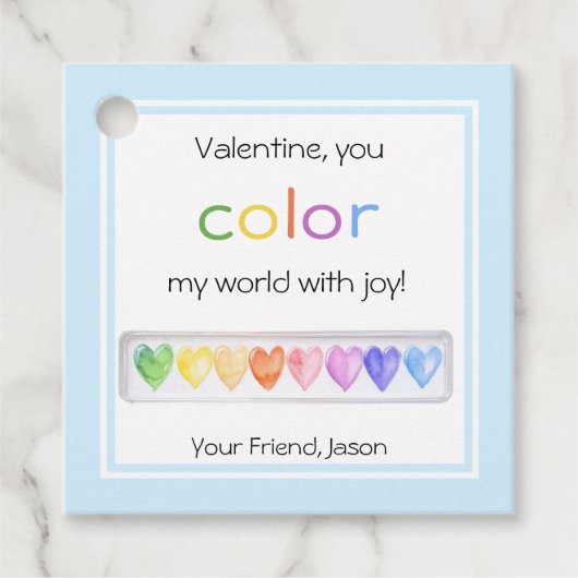 ウォーターカラーパレットバレンタインデーラベル フェイバータグ (正面)