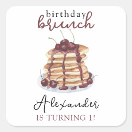 ウォーターカラーパンケーキの誕生日パーティー スクエアシール