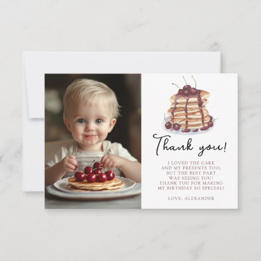 ウォーターカラーパンケーキファーストバースデーパーティー サンキューカード (正面)