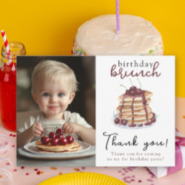 ウォーターカラーパンケーキファーストバースデーパーティー サンキューカード