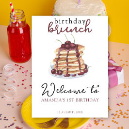 ウォーターカラーパンケーキ誕生日パーティー ポスター