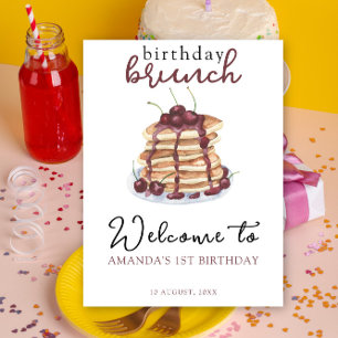 ウォーターカラーパンケーキ誕生日パーティー ポスター