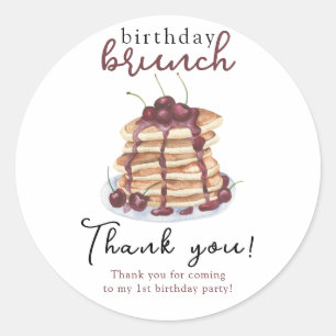 ウォーターカラーパンケーキ誕生日パーティー ラウンドシール