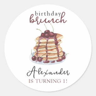 ウォーターカラーパンケーキ誕生日パーティー ラウンドシール
