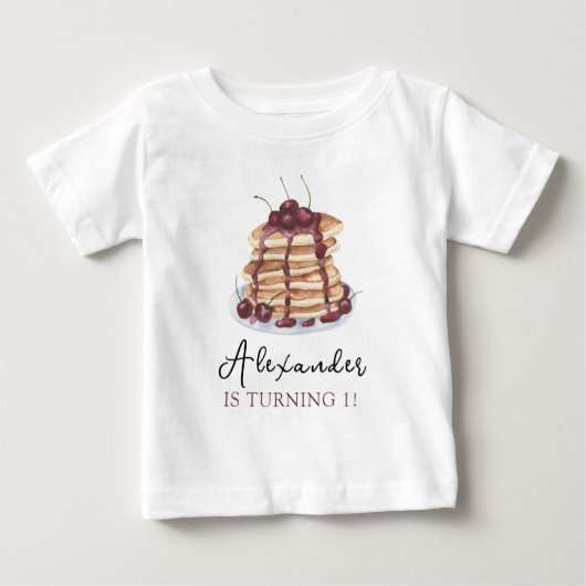 ウォーターカラーパンケーキ 誕生日パーティー ベビーTシャツ (正面)
