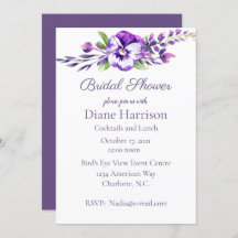 ウォーターカラーパンジーブライダルシャワー