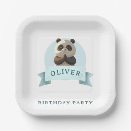ウォーターカラーパンダの誕生日パーティー ペーパープレート