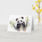 ウォーターカラーパンダベア誕生日 カード (黄色い花)