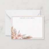 ウォーターカラーパンパスグラスバラ名前をカスタムする ノートカード (正面)