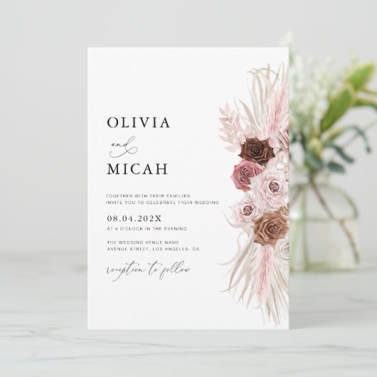 ウォーターカラーパンパスダスティーバラ結婚ズ 招待状 (スタンド正面)