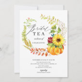 ウォーターカラーパンプキンオータムリースブライダルシャワー茶 招待状 (正面)