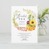 ウォーターカラーパンプキンオータムリースブライダルシャワー茶 招待状 (スタンド正面)