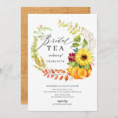 ウォーターカラーパンプキンオータムリースブライダルシャワー茶 招待状 (正面/裏面)