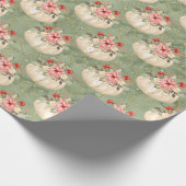 ウォーターカラーパンプキングリーン金ゴールドグリッター ラッピングペーパー (角)