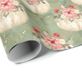 ウォーターカラーパンプキングリーン金ゴールドグリッター ラッピングペーパー (ロールコーナー)